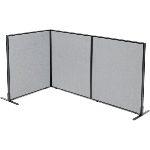 Interion By Global Industrial Interion Freestanding 3-Panel Corner Room Divider, 36-1/4inW x 42inH Panels, Gray 695049GY - main